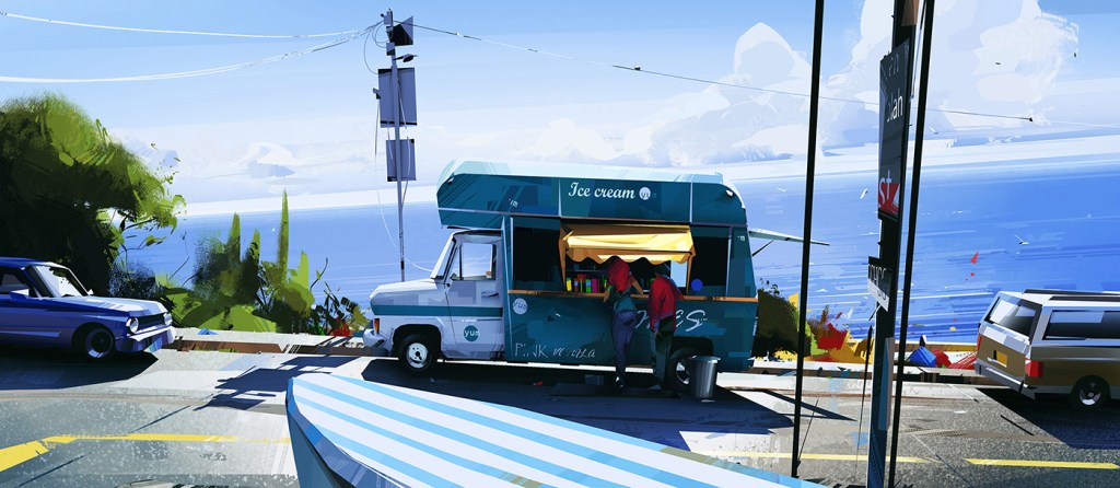 Michał Sawtyruk - ilustracion de camion de helados